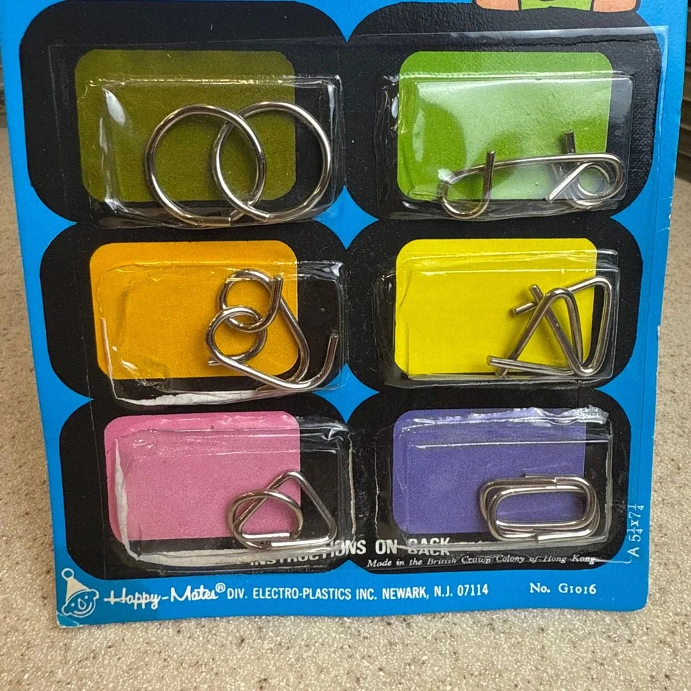 Vintage 1970s Happy-Mates 6pc Metal Twister Puzzles Brain Teaser Retro Novelty
